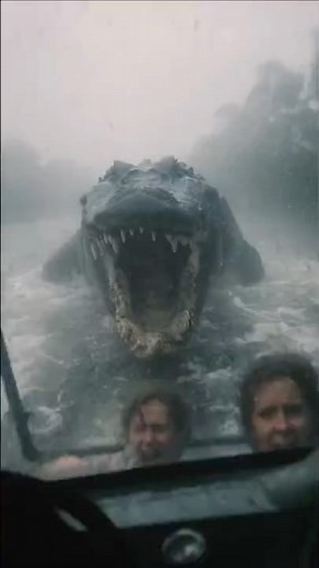 40-Foot Alligator Chasing Tourists On Hovercraft in the Everglades in Florida