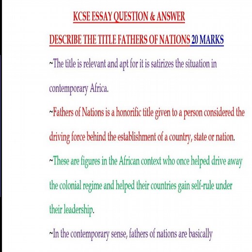Fathers Of Nations KCSE 2022 Revision | Essay Q & A | Revision English Paper 3 | 2022 #Shorts