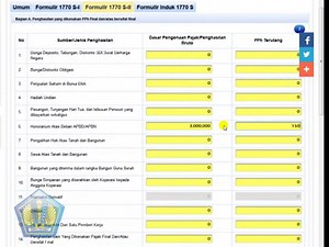 Pengisian SPT 1770 S dengan tampilan formulir