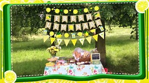 5pcs Lemonade Stand Party Decorations – Lemon Sign Burlap Banner, Citrus Garland Supplies for Yellow Birthday, Bridal Shower, Summer Decor