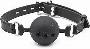 Silicone Breathable Ball Gag for Adult Bondage Restraints Sex Play (Black, 1.5in Ball) | SM BDSM Bondage Kits silicone material open mouth head harness restraints and ball gag for women breathable muzzles