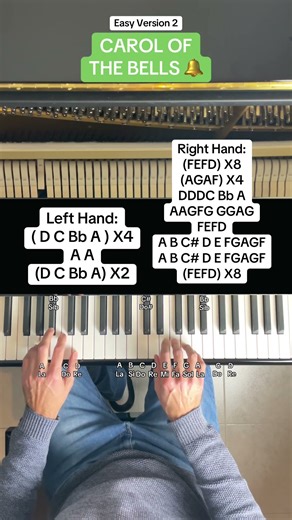 Carol Of The Bells (SLOW EASY PIANO TUTORIAL With Letters)
