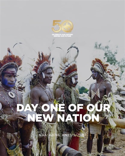 On September 16, 1975, the world watched our peaceful transition to Independence. On that first Independence Day, everyone was excited about our future. These men from Oro made the journey to Port Moresby and dressed to impress, showing that our diversity is our strength. | Papua New Guinea 50 - Celebrating Independence