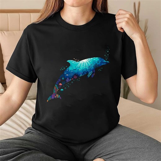 Retro Ocean Dolphin Tshirt, Vintage Marine Life Graphic Tee, Underwater World Nature Shirt for Sea Lovers - Etsy