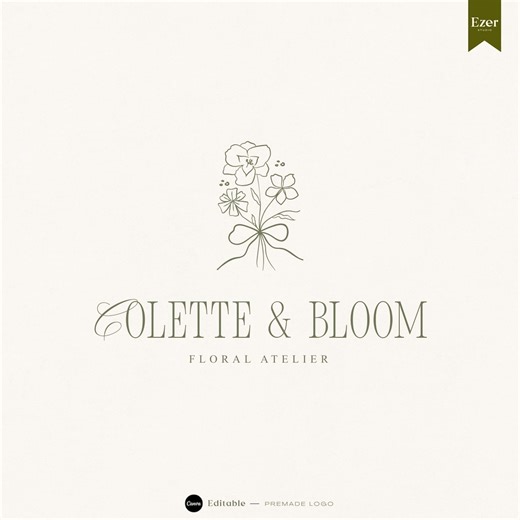 Editable Florist Logo Design | Canva Flower Shop Logo Set | Vintage Botanical Logo | Wedding Florist Logo | Floral Business | Cottage Logo - Etsy UK