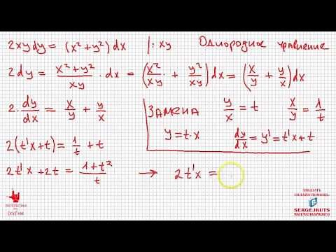 Математика без Ху%!ни. Дифференциальные уравнения. Однородное уравнение.