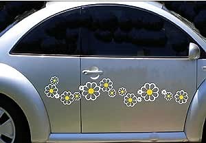 Daisy Decal 35 Flower Set Yellow & White Centers Auto Stickers Easy on & Off