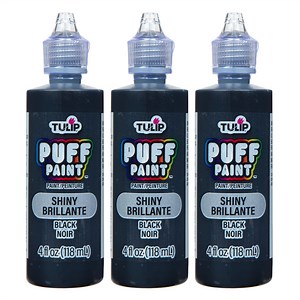 Tulip Puff Fabric Paint, Shiny Black, 4 fl oz, 3 Pack, Liquid Gel