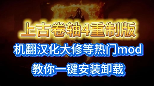 上古卷轴4重制版机翻中文汉化大修等热门mod合集包，一键直接安装与卸载