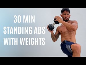 30 Min STANDING ABS HIIT WITH WEIGHTS - Dumbbell Abs Workout - No Repeats