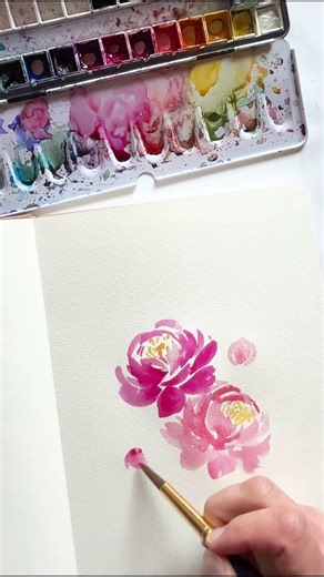 Peonie #bukiet #akwarele #malowanie #painting #watercolor #tutorial #paintingprocess #artprocess