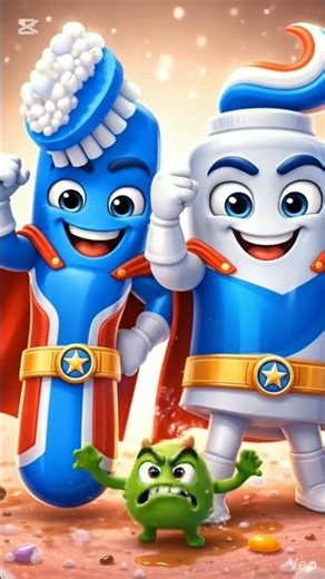 Cavity Monster vs Superhero Toothbrush 😈🦷 | Save Your Teeth! #shorts