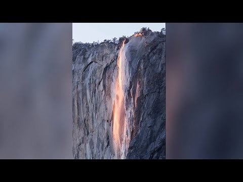 Raw: Time-lapse of rare firefall in Yosemite National Park