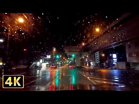 【睡眠用】4K深夜の雨ドライブの音で眠る 2時間42分
