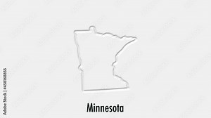 Abstract line animation Minnesota State of USA on hexagon style. Minnesota state. United States of America. Outline map of Minnesota federal state highlighted from map of USA