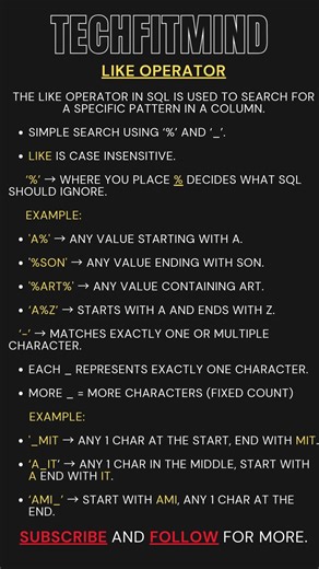 Like Operator #shortvideo #databaseconcepts #mysql #students