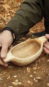 Carving birch bowl near my bushcraft hut 🛖🌲 #diy