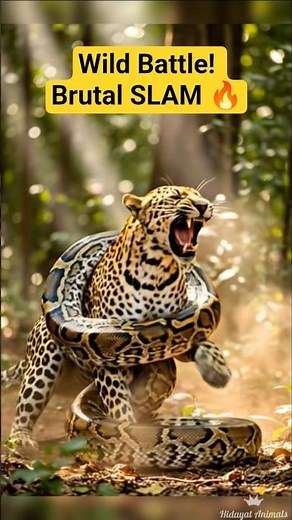 Leopard vs Python – Brutal Wild Fight for Survival! 🔥 #shorts #animalfight #wildlife