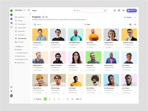 Project Management Dashboard – Team Members Overview