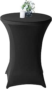 Restaurantware Table Tek 36 x 43 Inch Round Table Covers 1 Washable Spandex Tablecloths - Wrinkle-Free Durable Black Polyester Fitted Tablecloths for Parties Banquets or Weddings