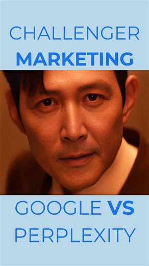 Marketing | Branding on Instagram: "Perplexity just launched a bold campaign directly targeting Google’s core strength: search. Instead of explaining features, the ad shows how Perplexity delivers clearer, faster answers — wrapped in a fun, Squid Game–style execution that instantly grabs attention. This is classic challenger-brand marketing. You don’t attack the entire giant — you attack one weakness, and you do it memorably. Google may still be the GOAT of search. But Perplexity isn’t trying to