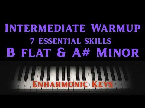 Bb and A# Minor 24-Min Intermediate Piano Warm Up (Scales, Arpeggios, Chords) Enharmonic Keys (both)