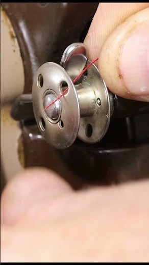 Winding a bobbin on a 1956 Singer model 201 sewing machine
