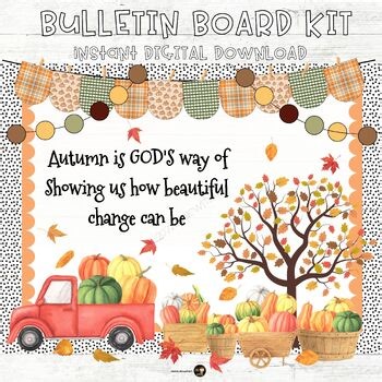 Fall Bulletin Board Kit Christian Classroom Decor Chruch Autumn Decor | Editable
