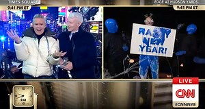 15K views · 303 reactions | #BlueManNYC said, “Goodbye 2023!” and “Hello 2024!” with Richard Quest at Edge on #CNNNYE. Hosts, Anderson Cooper and Andy Cohen had a little commentary, watch here! Happy New Year from Blue Man Group! | Blue Man Group | Facebook