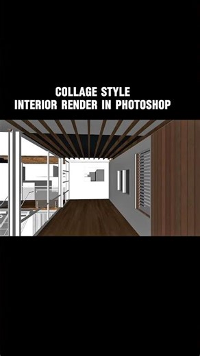 Collage style interior render in photoshop #architecture #render #photoshop