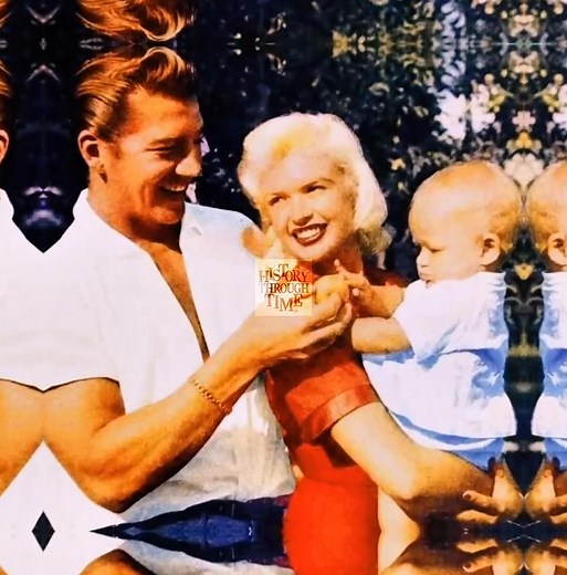 "In 1959, Jayne Mansfield and Mickey Hargitay posed with son Miklos Jr. and daughter Jayne Marie at their famously pink Beverly Hills estate—the ‘Pink Palace.’ The heart-shaped pool, velvet sofas, and gold fixtures made headlines, but the joy in their family portraits told a deeper story." "Mickey, a former Mr. Universe, built custom furniture for Jayne, including a heart-shaped tub, while she ruled Hollywood with roles in The Girl Can’t Help It and Will Success Spoil Rock Hunter? Their whirlwin