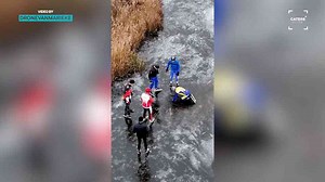 Drone captures incredible ice rescue