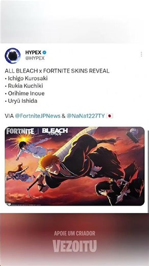 ALL BLEACH x FORTNITE SKINS REVEAL• Ichigo Kurosaki• Rukia Kuchiki• Orihime Inoue• Uryū Ishida
