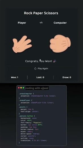 Rock Paper Scissors Game Using HTML CSS & JavaScript | Step-by-Step Tutorial