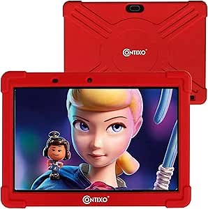 Contixo 10 Inch Kids Learning Tablet with Parental Control 16GB Android 9.0 for Children Infant Toddlers At Home School - Pre-Loaded Educational Apps/Games - Child-Proof Case Great Gift For Kids (Red)