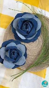 Denim Roses in MINUTES with a simple glass | No-Sew Fabric Flowers #craft #diy #denim