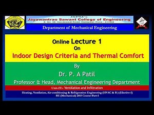 Lecture 4 1 Indoor Design Criteria and Thermal Comfort