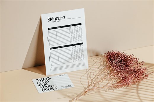 Skin Care Routine Template, Skincare Routine Tracker, Thank You for Your Order, Beauty Routine Planner - Etsy