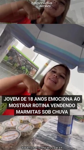 Júlia, de 18 anos, compartilhou nas redes sociais um dos dias de sua rotina de trabalho vendendo marmitas. No vídeo, ela mostra os desafios enfrentados durante a jornada, especialmente em um dia chuvoso, quando a água acabou molhando seus pertences e parte dos materiais utilizados. Apesar das dificuldades, a jovem reforça que não pretende desistir. Determinada, afirma que seguirá em busca de seus objetivos, destacando que cada esforço faz parte de um projeto maior de crescimento pessoal e profis