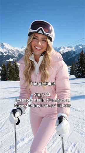 I created her in 30 minutes on my laptop💻 Now she’s working for me full-time so I can go skiing on valentines day❤️ If you want to know how I do it - Follow me✨ I help girls all around the world to become a better version and create an AI brand that turns into a money printing machine💸💕 #aibusiness #businesswoman #thatgirl #valentinesday