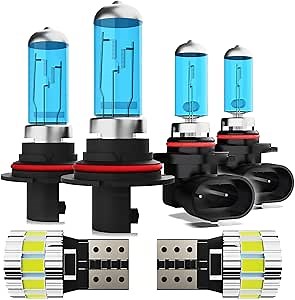 Light Bulbs Fit For Ford Excursion 2000-2004, High Performance Halogen Headlight Bulb And License Plate Lights Combo, 9007 9145 High Low Beam Fog Lights, 6000K White Light, Pack of 6