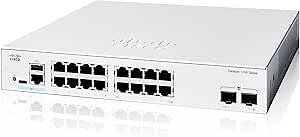 Cisco Catalyst 1200-16T-2G Smart Switch, 16 Port GE, 2x1GE SFP, Limited Lifetime Protection (C1200-16T-2G)
