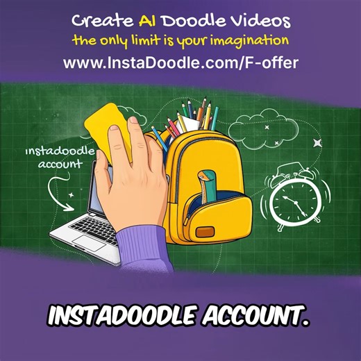 🎓Great 𝒕𝒆𝒂𝒄𝒉𝒆𝒓𝒔 engage. 💡Great 𝒎𝒂𝒓𝒌𝒆𝒕𝒆𝒓𝒔 simplify. InstaDoodle helps you do both. ✍️ Turn your message into a whiteboard explainer video that sticks. 🎬 No tech skills. No editing. Just results. 🎁 81% OFF today only → https://instadoodle.com/f-offer | InstaDoodle AI
