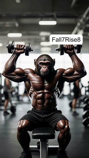 Monkey AI Muscular Gym Workout 💪🐒 | Beast Mode Fitness #fall7rise8#monkeyai #shorts