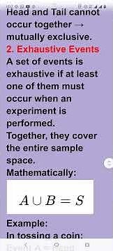 Mutually exclusive event #Exuastive event #Probability#statistics