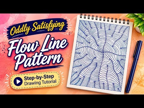 Oddly Satisfying Flow Line Pattern | Step-by-Step Drawing Tutorial #abstractline #relaxing #3dart