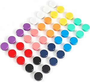 Fridge Magnet 40 Pack 10 Colors Strong for Whiteboard, Locker & Map | Mini strong refrigerator magnets, colorful round cute small for kitchen, office, classroom & school, great for notes & photos