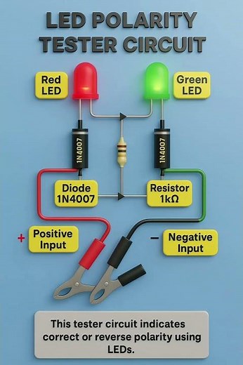🔧 Easy LED Polarity Tester Circuit | Check Correct & Reverse Polarity Instantly! ⚡