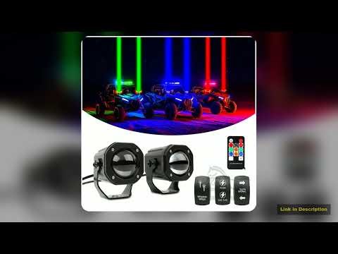 2PCS Whip Lights For Side by Side Whipless LED Whip Light Pods RGBW Spot Beam Chase Light Antenna