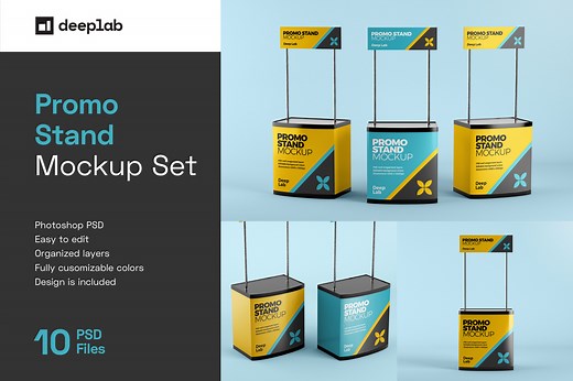 Promo Stand Mockup Set, an Advertising Mockup by Deeplab